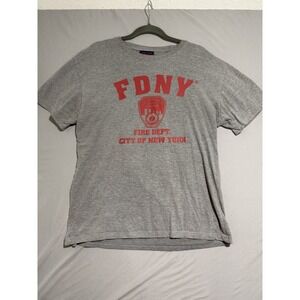 Vintage Authentic FDNY‎ New york City firefighter grey tee, men's large, cotton